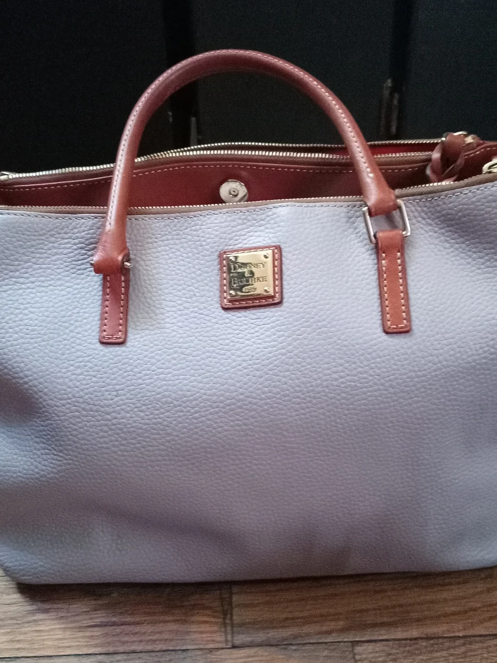 Dooney & Bourke Willa Satchel In A Smoke Grey Pebbled Grain Leather